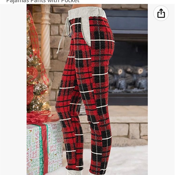 Red plaid joggers size XL only worn once in excellent condition - Picture 3 of 3